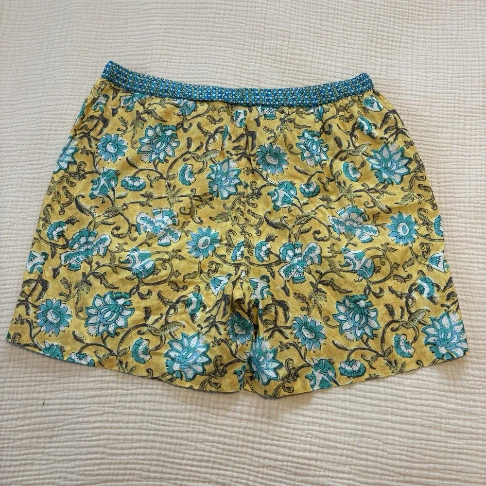 Sundance Printed Shorts Size XL Petite Pull On 100% Cotton Floral Bohemian Beach